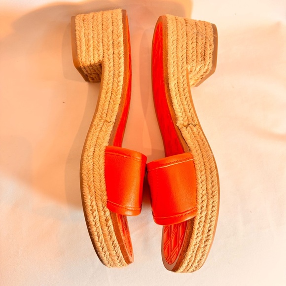 TORY BURCH Sz 9 Orange Espadrille Slides Slip On With a Block Heel - Picture 9 of 12